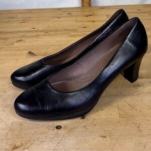 Wonders Black Leather Comfort Pumps MemoryGel Made in Spain size 10 heels
